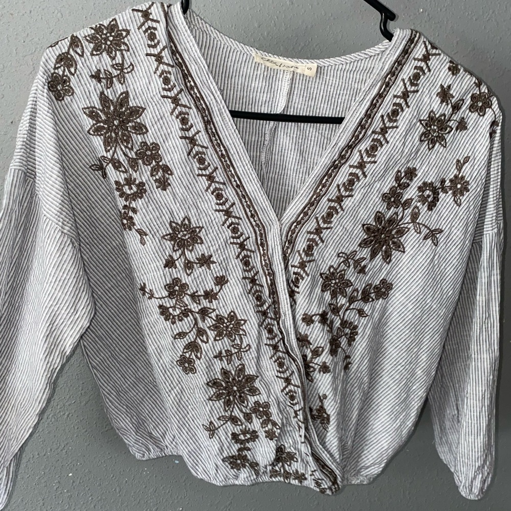 Embroider Stripe Blouse